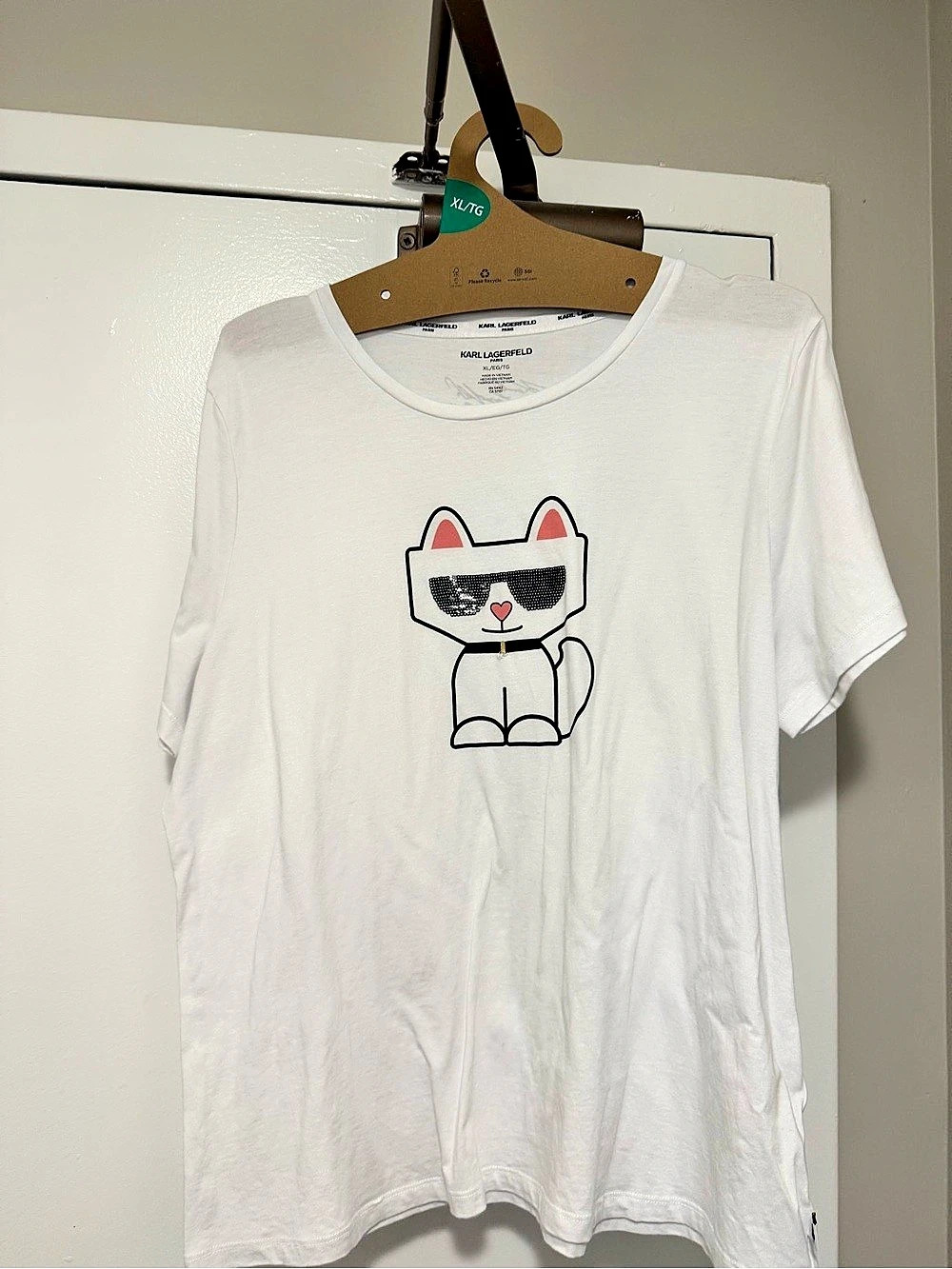 Karl Lagerfeld Paris Choupette Sequined Sunglasses Tee White